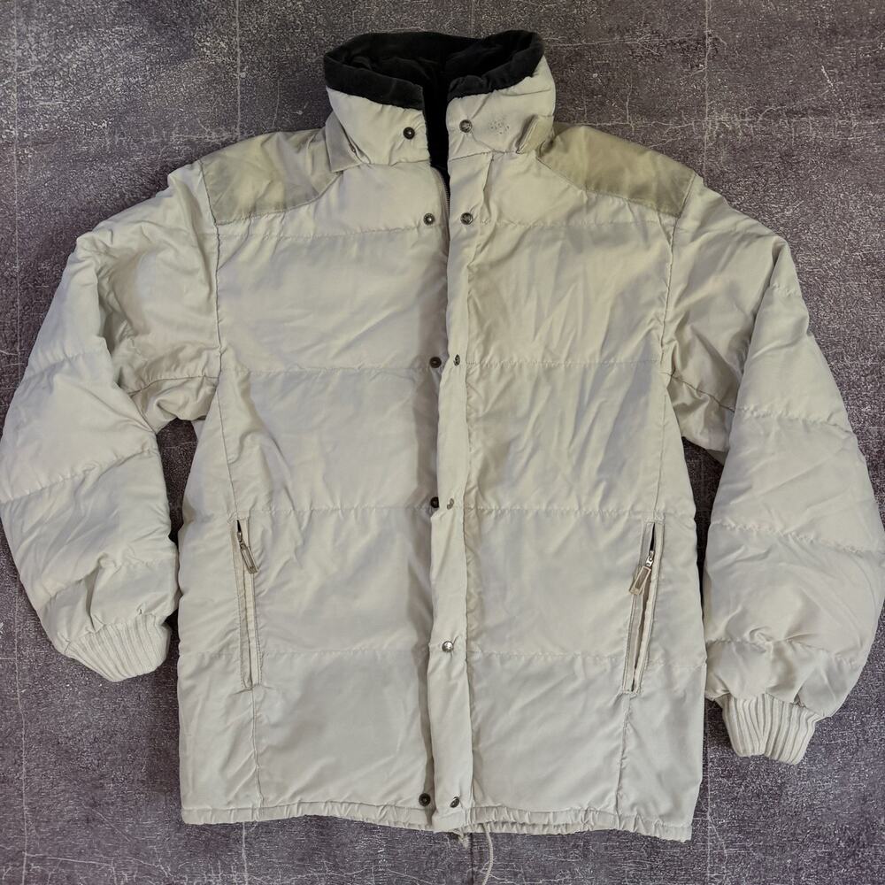 Men's Vintage 80's Moncler Grenoble White Down Zip Up Puffer Bomber Jacket Sz M